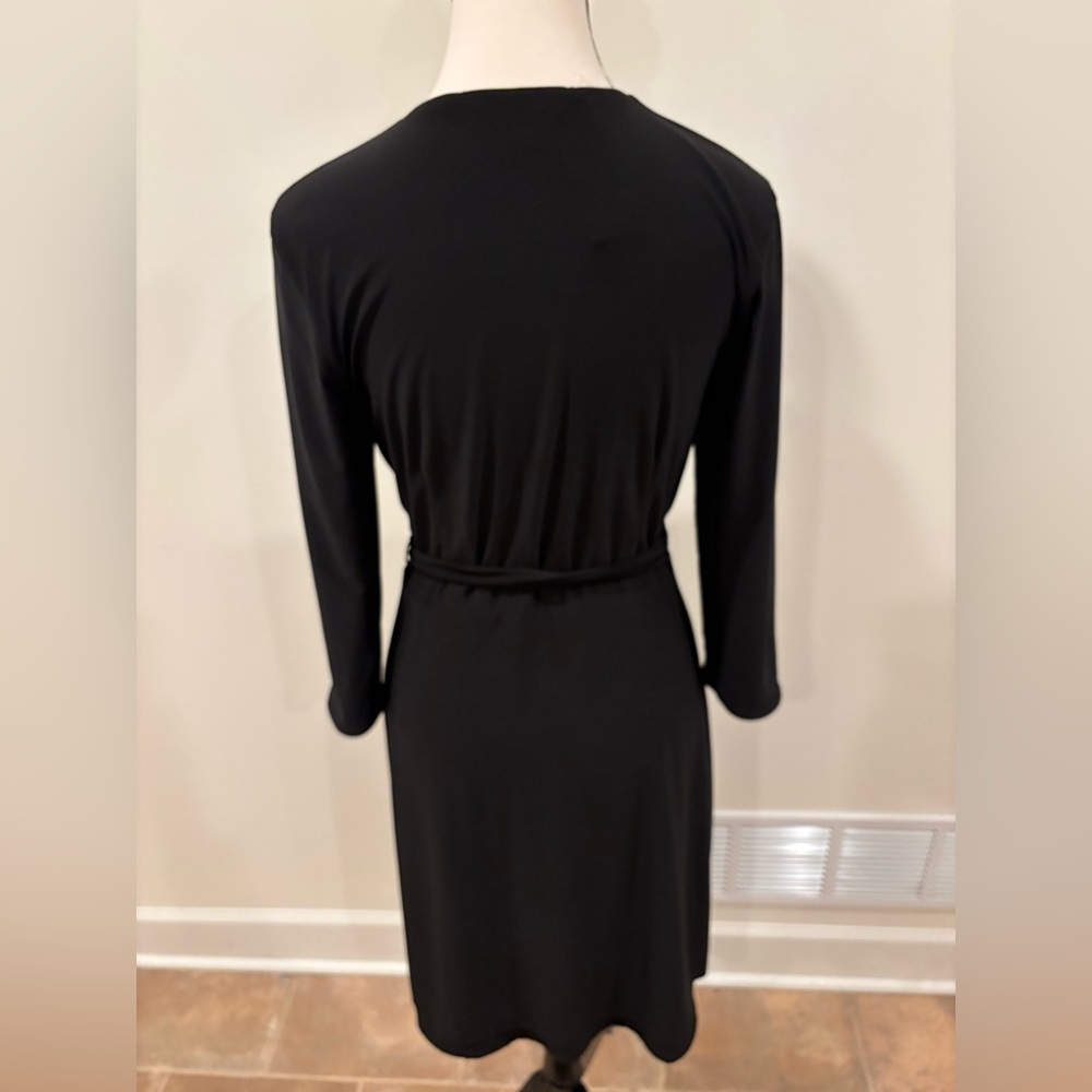 WHBM Faux Wrap Reversible Long Sleeve Jersey Dress-Black and Geometric, S - Picture 9 of 13